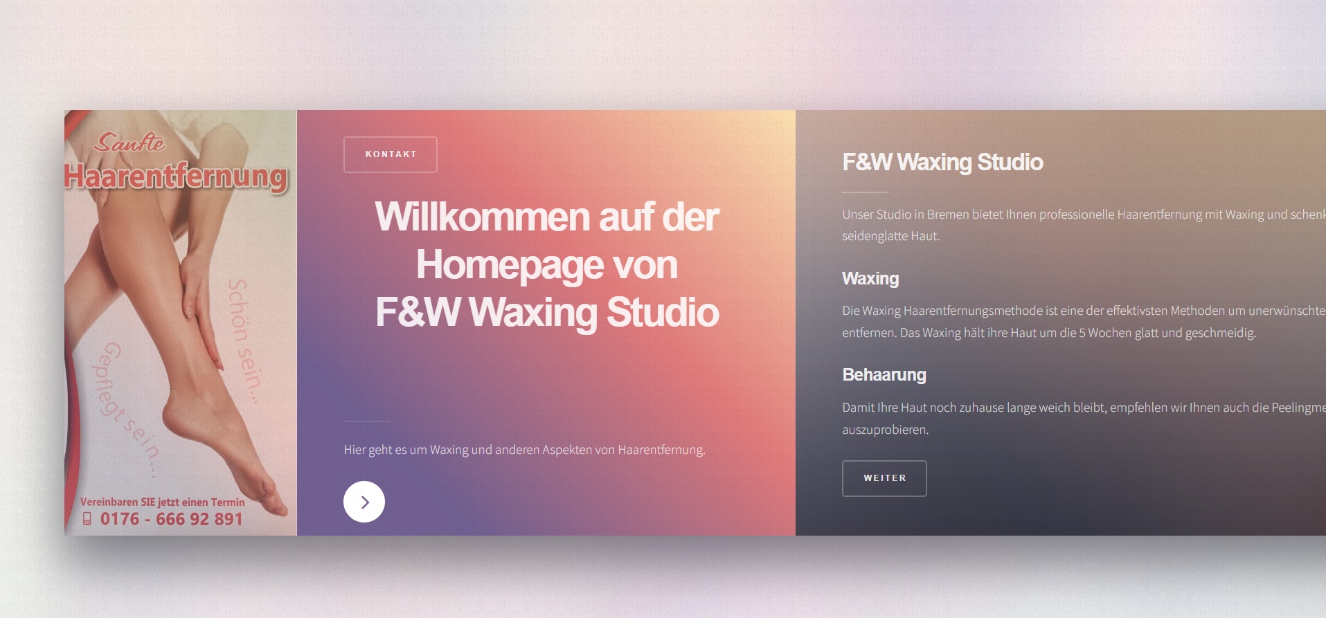 F&W Waxing Studio Website Screenshot